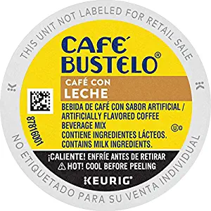 Cafe Bustelo Cafe Con Leche, Sweet & Creamy, Espresso Coffee, K Cup Pods for Keurig Brewers, 24Count