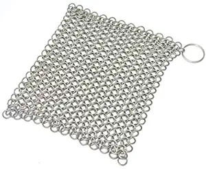 Mythrojan Chainmail Cast Iron Scrubber Cast Iron Maintenance Lodge Cast Iron Skillet Scrubber for Cast Iron Griddle Cast Iron Wok Scrapper Easy Cast Iron Cook Pot Cleaning Cast Iron Care 4''