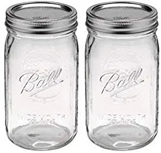 Ball Quart Jar with Silver Lid, Wide Mouth, Set of 2 