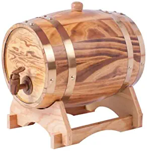 5L Oak Aging Barrels Whiskey Barrel Dispenser Wine Bucket No Leak for Storage Wine & Spirits & Whisky (with baked oak chips)