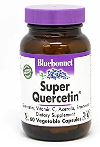 Bluebonnet Nutrition Super Quercetin Vegetable Capsules, Vitamin C Formula, Best for Seasonal & Immune Support, Non GMO, Gluten Free, Soy Free, Milk Free, Kosher, 60 Vegetable Capsules
