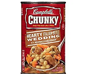 Campbell's Chunky Hearty Italian Style Wedding Soup with Meatballs & Spinach (Pack of 6) 18.6 oz Cans