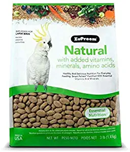 ZuPreem Natural Bird Food Smart Pellets for Large Birds | Made in USA, Essential Vitamins, Minerals, Amino Acids for Amazons, Macaws, Cockatoos