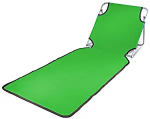 Portable Beach Mat Lounge Folding Chair – Folds Flat for Travel Adjustable Reclining Back – Outdoor Lightweight for Kids and Adults (Green)