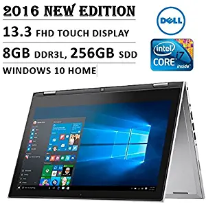 Dell Inspiron 7000 13.3-Inch Touchscreen Laptop (Intel Core i7, 8GB, 256GB SSD, No DVD, Backlit Keyboard, Stylus, Bluetooth, Windows 10) - Silver