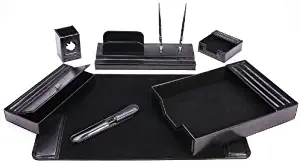 Majestic Goods Leather Desk Set, 7 Piece, Black (105-DSG7K)