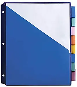 Office Depot Brand Double-Pocket Insertable Plastic Divider, 8-Tab, 9 1/2" x 11 1/4", Assorted Colors