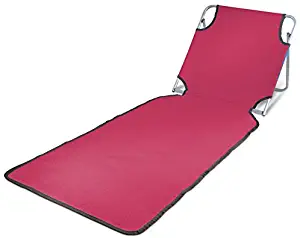 Portable Beach Mat Lounge Folding Chair – Folds Flat for Travel Adjustable Reclining Back – Outdoor Lightweight for Kids and Adults (RED)