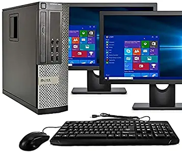 Desktop Computer Package, Quad Core i5 3.1GHz, 8GB Ram, 500GB, Dual 22inch LCD, DVD, WiFi, Keyboard, Mouse, Bluetooth, Windows 10 Pro Compatible with Dell OptiPlex 790 (Renewed)