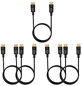 Moread DisplayPort to DisplayPort Cable, 6 Feet, 5 Pack, Gold-Plated Display Port Cable (4K@60Hz, 1440p@144Hz) DP Cable Compatible with Computer, Desktop, Laptop, PC, Monitor, Projector - Black