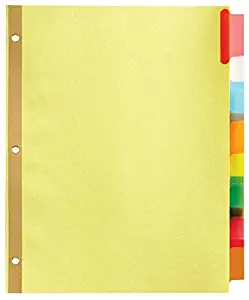 Office Depot Insertable Dividers With Big Tabs, Buff, Assorted Colors, 8-Tab, Pack Of 4 Sets, 14778