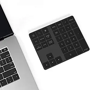 Ketaky Bluetooth Numeric Keypad with Multiple Shortcuts 34-Keys Number Pad Wireless Portable Slim Number Pad for iPad/Mac/Laptop/PC Compatible with Windows Android iOS System