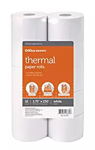 Office Depot Adding Machine Thermal Paper Rolls, 1 3/4in. x 230ft, White, Pack Of 10 Rolls, 554085